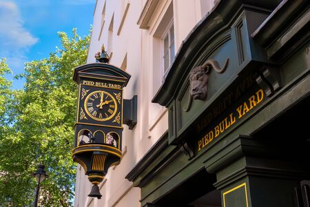 London, UK - May 20 2018: Typical british shop sign in front of a pubのeditorial素材