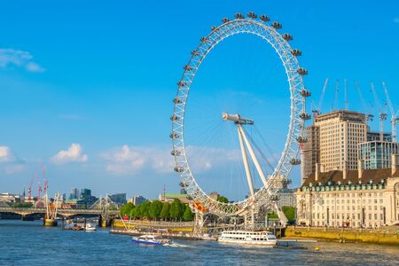London, UK - May 13 2018: The London Eye is a cantilevered observation wheel on the River Thames, it's Europe's tallest cantilevered observation wheel and the most popular tourist attraction in the UKのeditorial素材