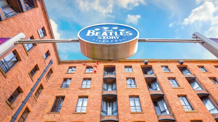 Liverpool, UK - May 17 2018: The Beatles Story located on the historical Albert Dock, opened on 1 May 1990. The museum was also recognised as one of the best tourist attractions of the United Kingdom in 2015のeditorial素材