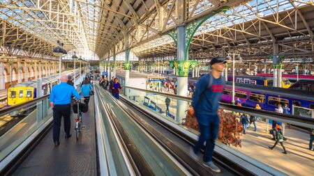 Manchester, UK - May 18 2018: Manchester Piccadilly is the principal railway station in Manchester  hosts long-distance intercity and cross-country services to national destinationsのeditorial素材