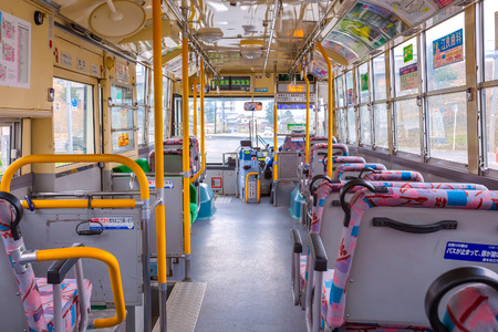 Aomori, Japan - April 24 2018: A bus that leads to Seiryu-ji Buddhist temple which is home to the Big Buddha, Showa Daibutsuのeditorial素材