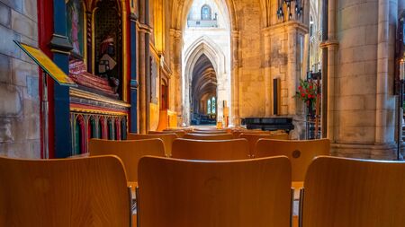 London, UK - May 22 2018: Southwark Cathedral has been a place of Christian worship for more than 1,000 years, but the architecture was reconstructed in late 19th-centuryのeditorial素材