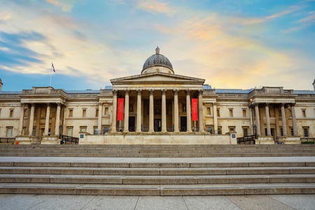 London, UK - May 13 2018: The National Gallery in Trafalgar Square founded in 1824, it houses a collection of over 2,300 paintings dating from the mid-13th century to 1900のeditorial素材