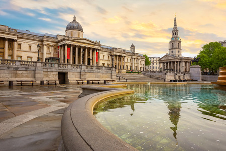 London, UK - May 13 2018: The National Gallery in Trafalgar Square founded in 1824, it houses a collection of over 2,300 paintings dating from the mid-13th century to 1900のeditorial素材