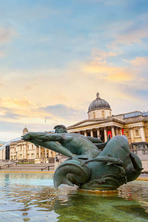 London, UK - May 13 2018: The National Gallery in Trafalgar Square founded in 1824, it houses a collection of over 2,300 paintings dating from the mid-13th century to 1900のeditorial素材