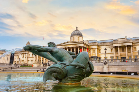 London, UK - May 13 2018: The National Gallery in Trafalgar Square founded in 1824, it houses a collection of over 2,300 paintings dating from the mid-13th century to 1900のeditorial素材