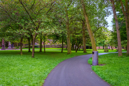 Liverpool, UK - May 16 2018:St James's Cemetery is an urban park at Liverpool Cathedral, used as the Liverpool city cemetery until 1936, now it's designated a Grade I Historic Park by Historic Englandのeditorial素材