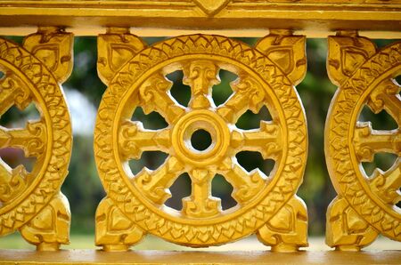dharma wheel temple fence ,Thailandの写真素材