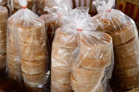 package of palm sugar at Thai marketの写真素材