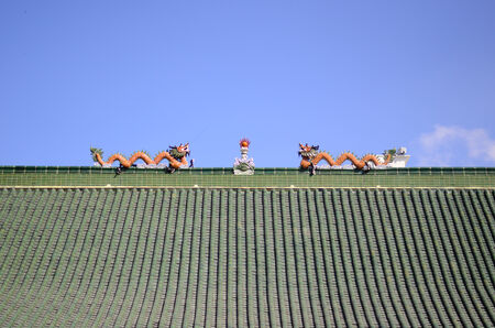 beautiful church roof in Chinese temple of Thailandの写真素材