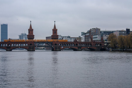 River Spree with famous Berlin orange trainのeditorial素材