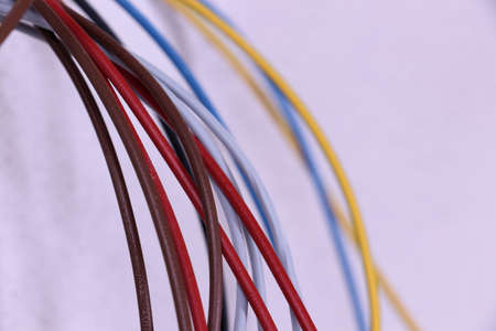 different color cabels close up