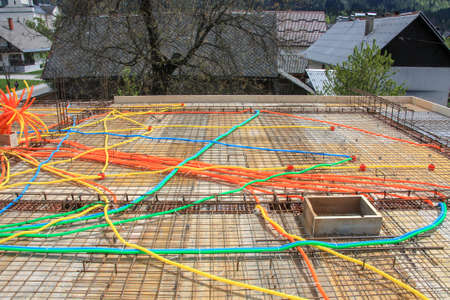 foundation construction with orange plastic tubes