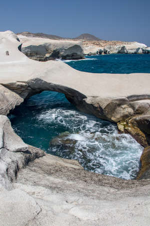 Moonscapes of Sarakiniko beach, Milos island, Greeceの写真素材