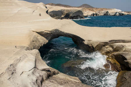 Moonscapes of Sarakiniko beachの写真素材