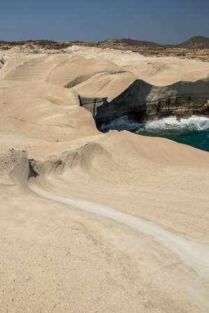 Moonscapes of Sarakiniko beach, Milos islandの写真素材