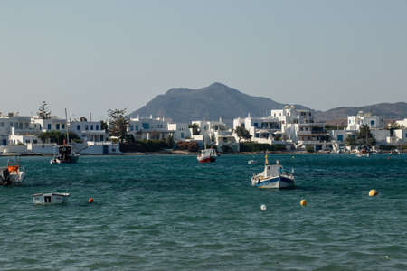 Pollonia village bay with boats