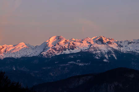 Julian alps on beautiful sunriseの写真素材