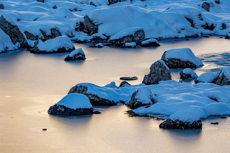 Frozen lake with early light