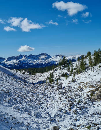 Mountain path in high Julian alpsの写真素材