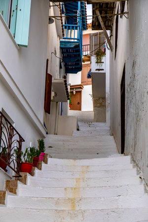Skopelos town on Skopelos island, Greeceの写真素材