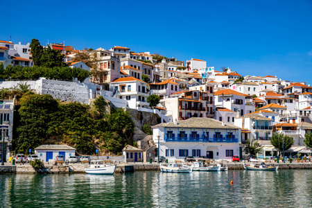 Skopelos town on Skopelos island, Greeceの写真素材