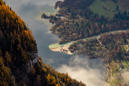 Beautiful Bohinj lake in Sloveniaの写真素材