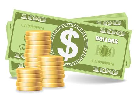 Pile of coins with dollarsのイラスト素材