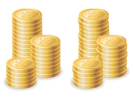 Gold dollar coins  Vector illustrationのイラスト素材