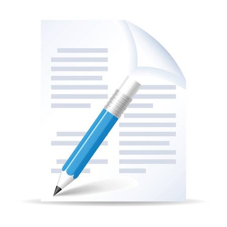 Pencil and paper on  white background のイラスト素材