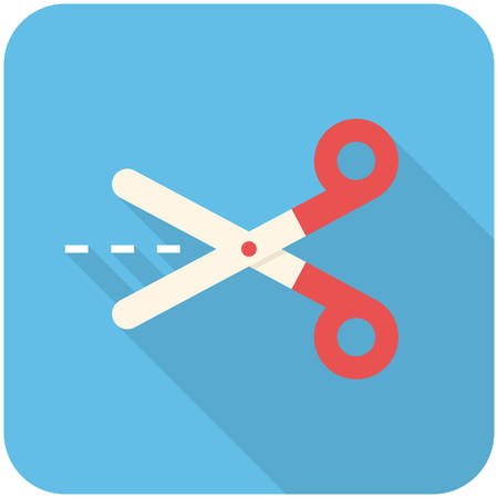 Scissors with cut lines - icon (flat design with long shadows)のイラスト素材