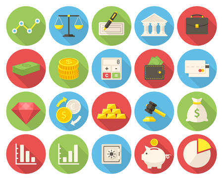 Finance icons set (flat design with long shadows)のイラスト素材