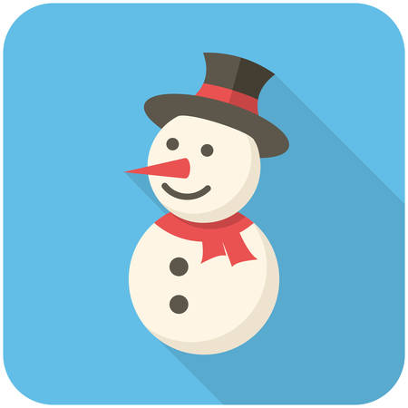 Snowman icon (flat design with long shadows)のイラスト素材