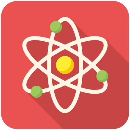 Atom, modern flat icon with long shadowのイラスト素材