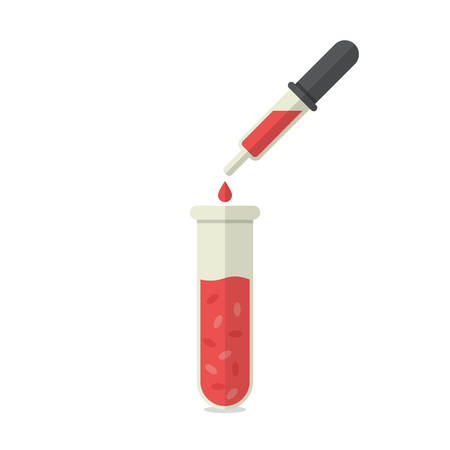 Medical test tube with blood and pipette, flat designのイラスト素材
