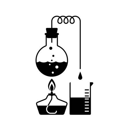 Laboratory display of distillation, Chemistry, Flat Designのイラスト素材