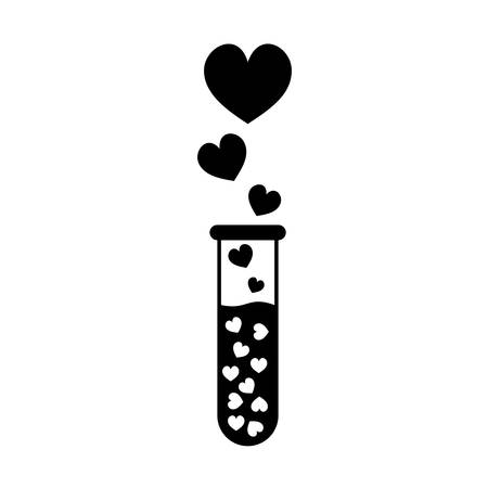 Heart Symbols coming out of a Test Tube. Creative Concept for showing Love, Healthcare, Healthy Lifestyle and many other ideas. Flat Designのイラスト素材
