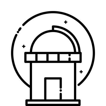 Astronomical Observatory under the stars, vector outline icon.のイラスト素材