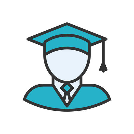 Graduate fully scalable vector icon in outline style.のイラスト素材
