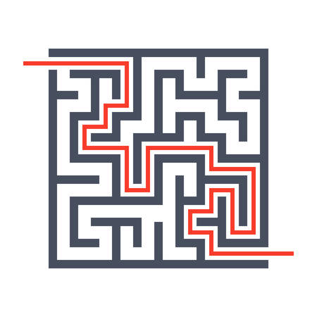 Concept finding solutions  with maze through which passes the way.のイラスト素材