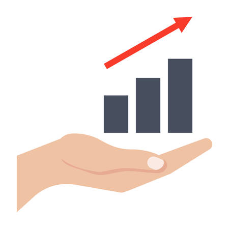 Profit concept with hand and growth chart.のイラスト素材