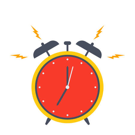 Wake-up time concept with alarm clock in flat style.の写真素材