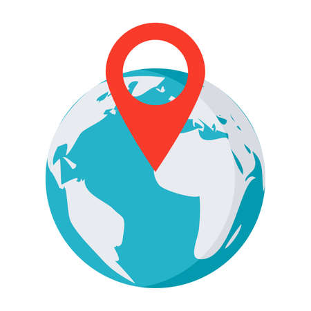 Location concept with globe and pointer in flat style.