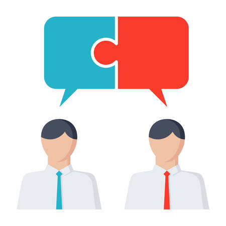 Two businessmen discussing new project at meeting.のイラスト素材