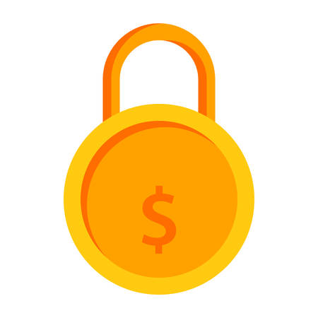 Secured loan concept with golden lock and dollar signのイラスト素材