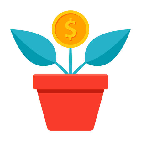 Returns on investment concept with home plant in flower potのイラスト素材