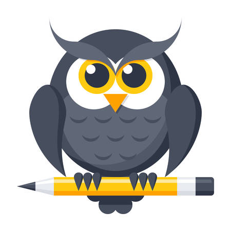 Owl with Pencilのイラスト素材