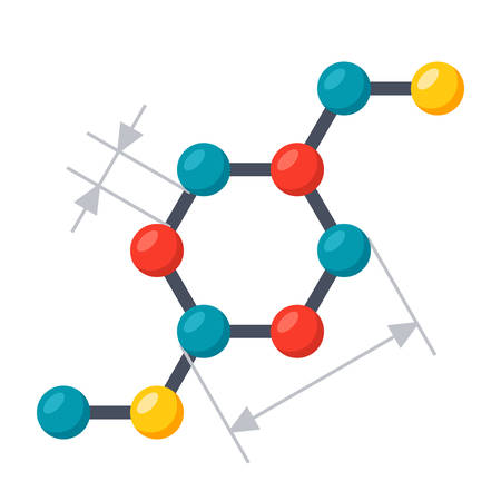 Scientific modeling concept with chemical structural formula, vector illustration in flat styleのイラスト素材