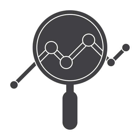Analysis silhouette with magnifying glass and line chartの写真素材