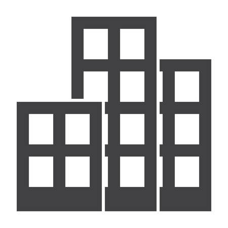 Architecture concept with three buildings, vector silhouetteのイラスト素材